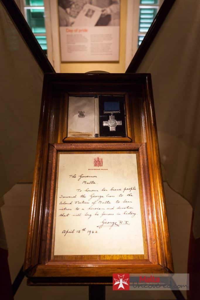 The George Cross on display at the War Museum in Valletta
