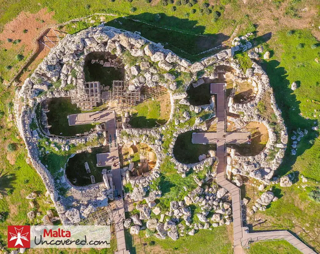 The Ġgantija Temples as seen from above.