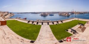 One of the amazing views on most Valletta tours at the Upper Barrakka Gardens.