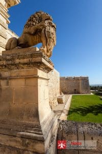 One of the lions on the side of Mdina's main gate